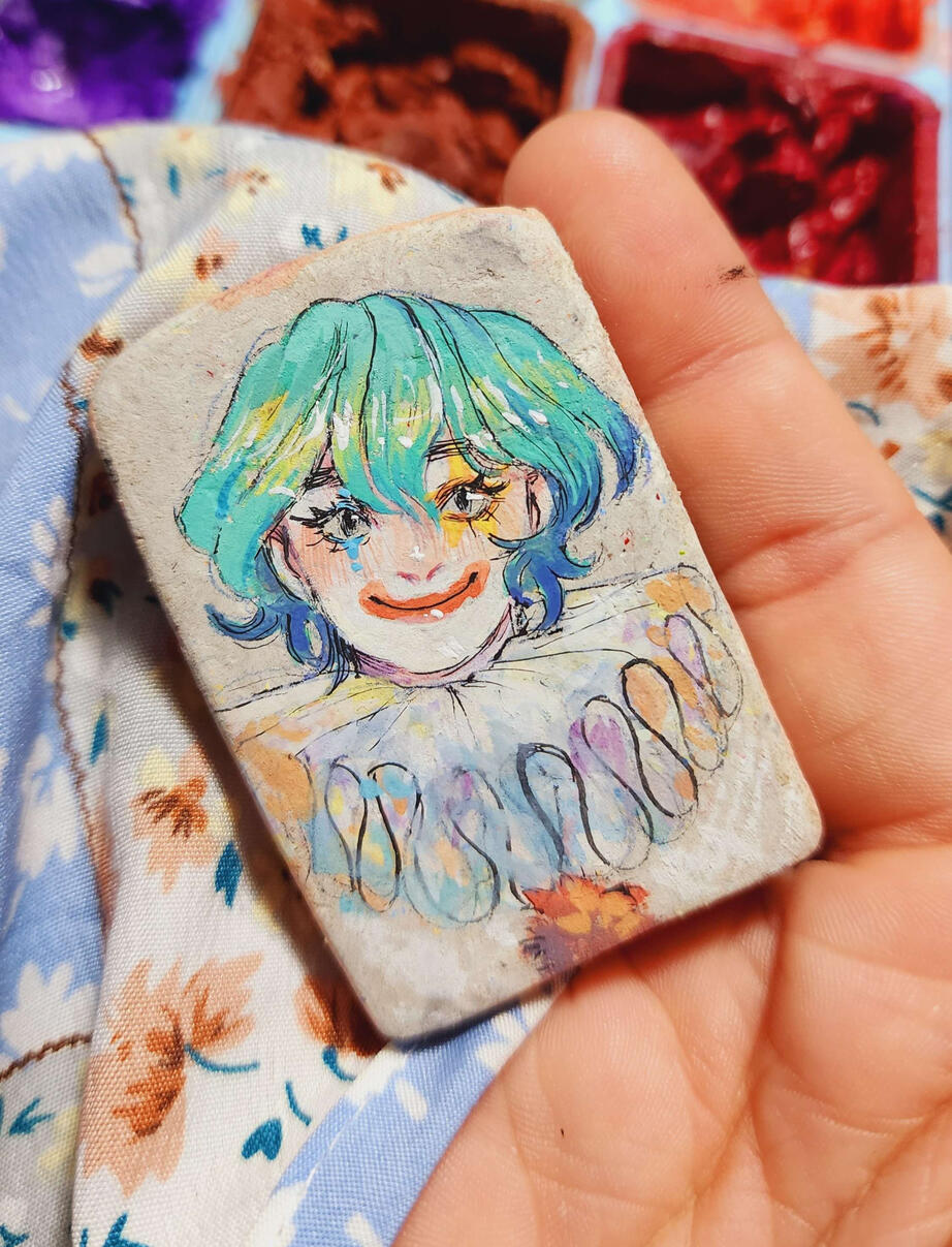 Handpainted recycled paper clay pins