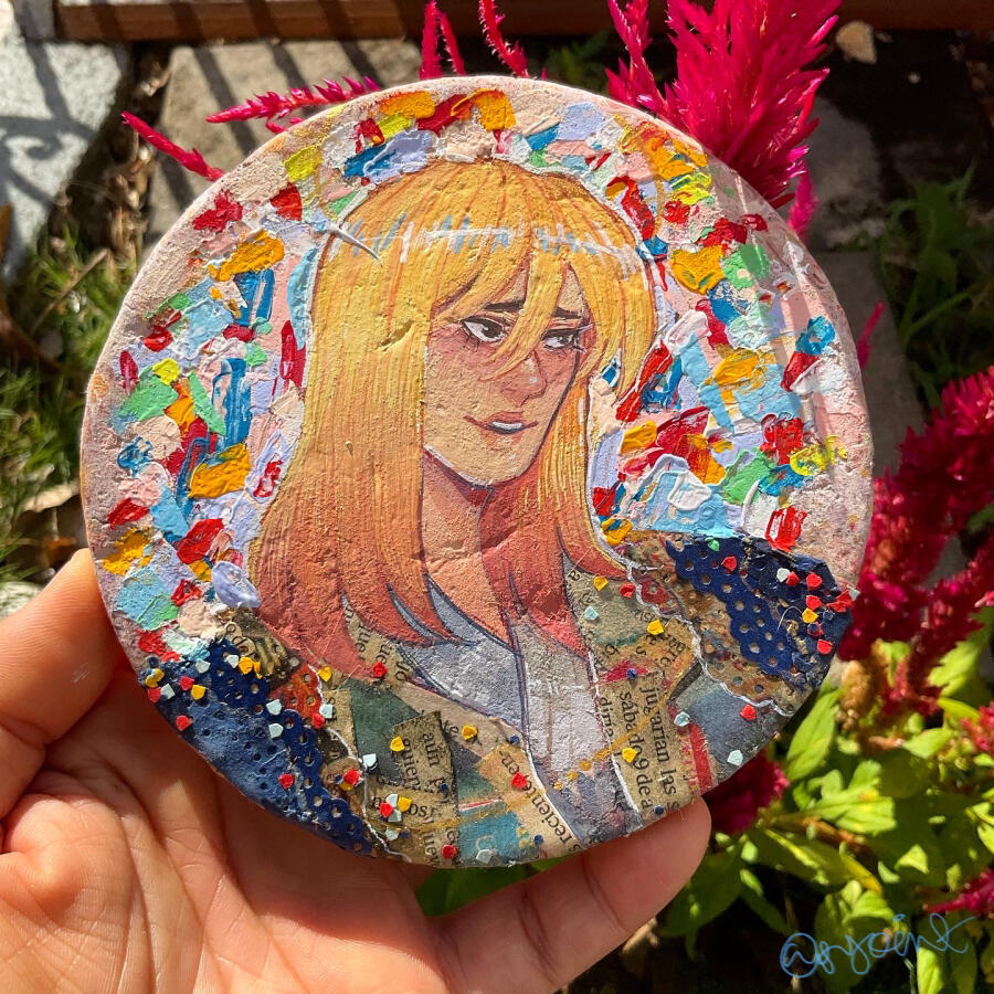 Handmade Paper Clay Canvas Painting