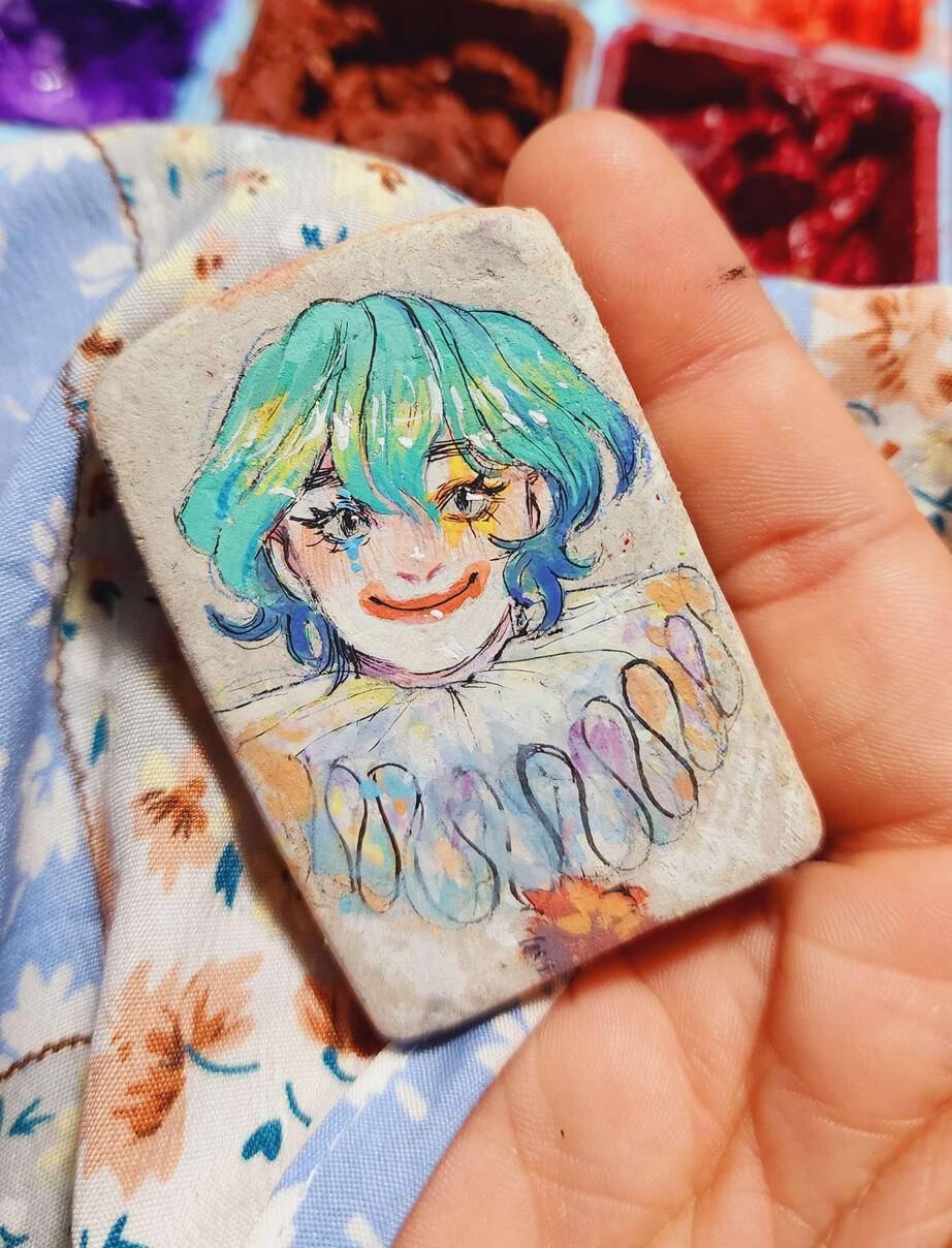 Handpainted recycled paper clay pins